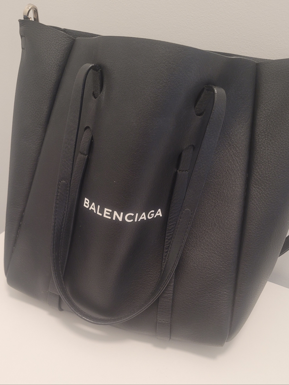 Balenciaga Black Leather Logo Tote
